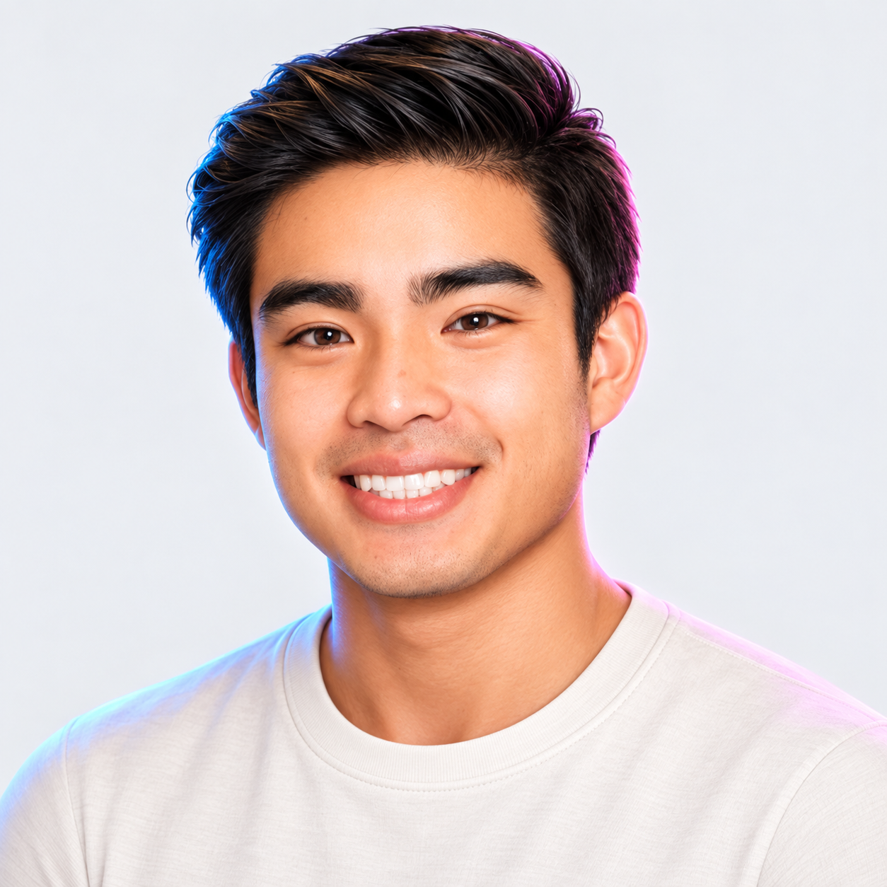 Don wearing a white T-shirt